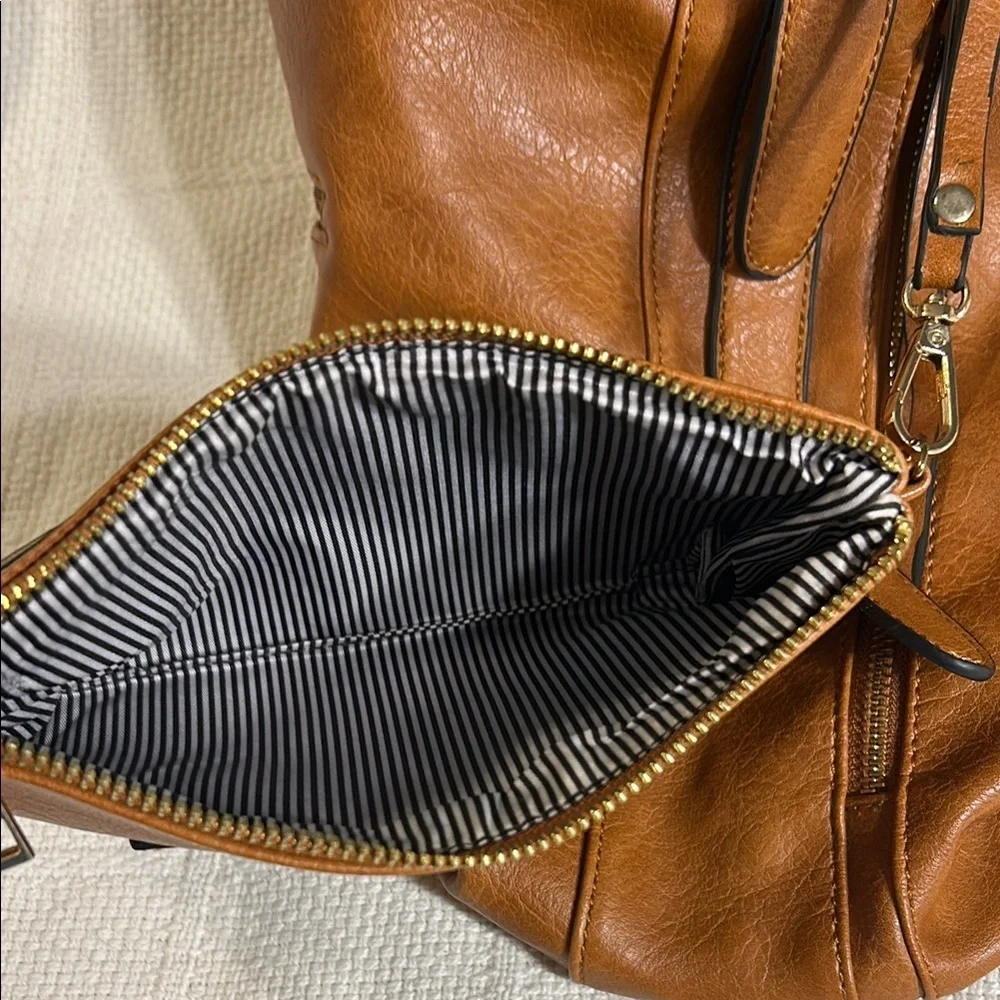 Faux Leather Shoulder Bag with Matching Wallet